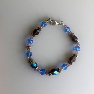 Crystal & Silver Bali Bead Bracelet